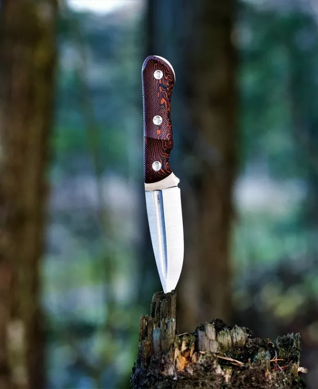 Couteau artisanal lame xc75 forgé manche en bois de rose, Porto-Vecchio, L'artisanat by CM
